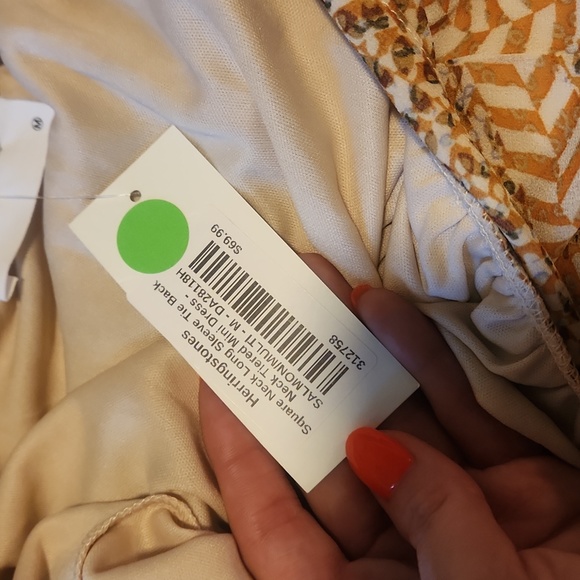 💥2/$70💥HerringStones DeeDee Square Neck Long Sleeve Tie Back Tiered Mini Dress - Picture 9 of 11